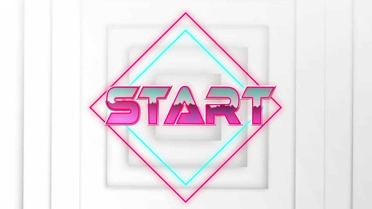 animación del texto de inicio sobre rastros de luz sobre fondo blanco