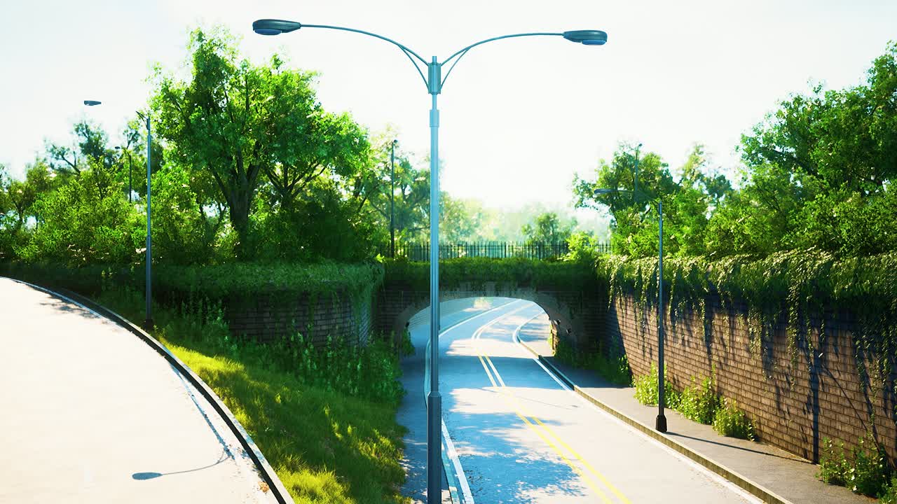 공원 에 있는 살아 있는 덤불 가지 들 이 있는 아치 다리