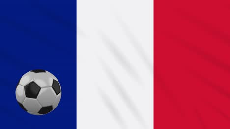 france flag waving and football rotates, loop