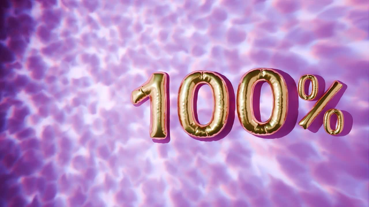 100% 황금색 물 위에 떠 있는 물결은 분홍색 바탕에 있습니다.