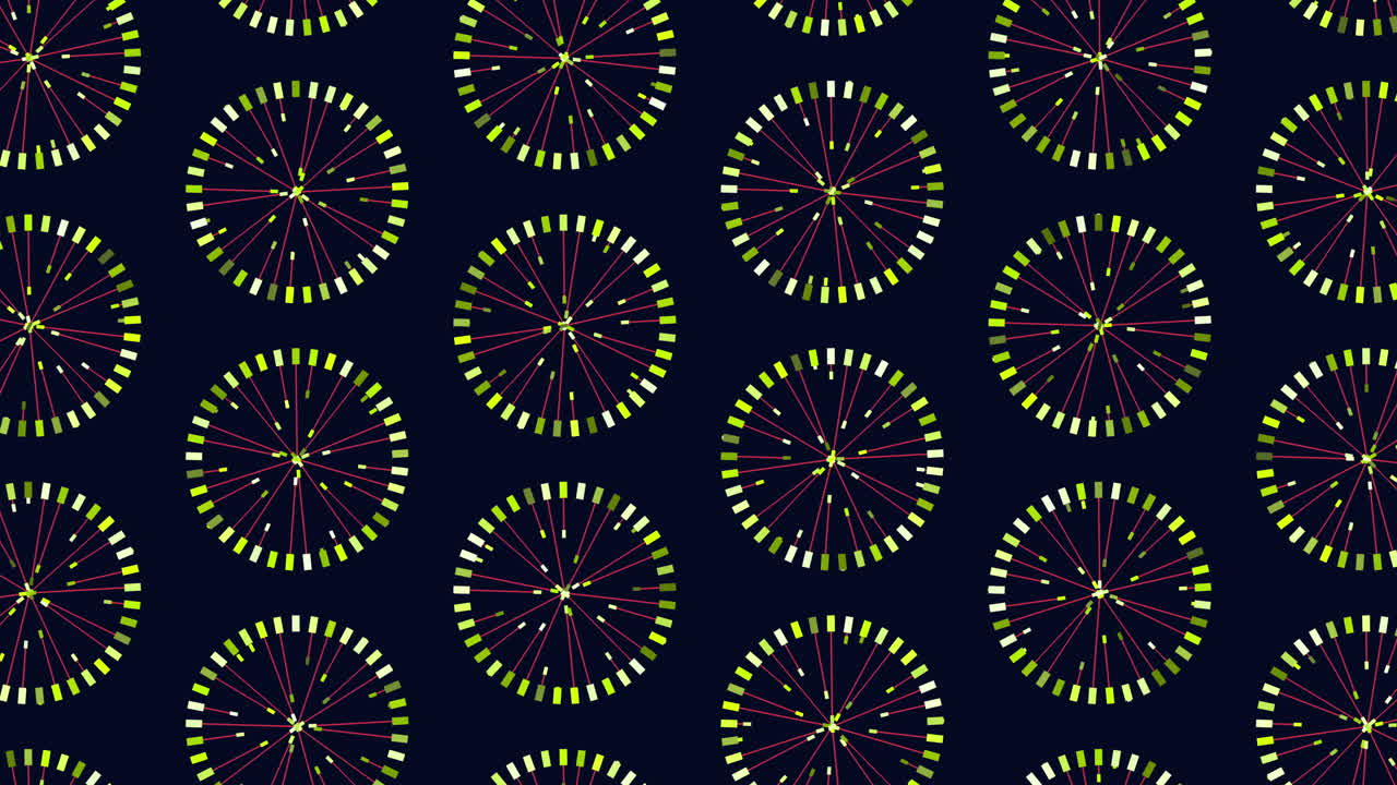 Cerchi e Motivi a Ruota Vivaci in un Pattern Dinamico