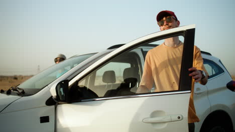 couple getting out of the car