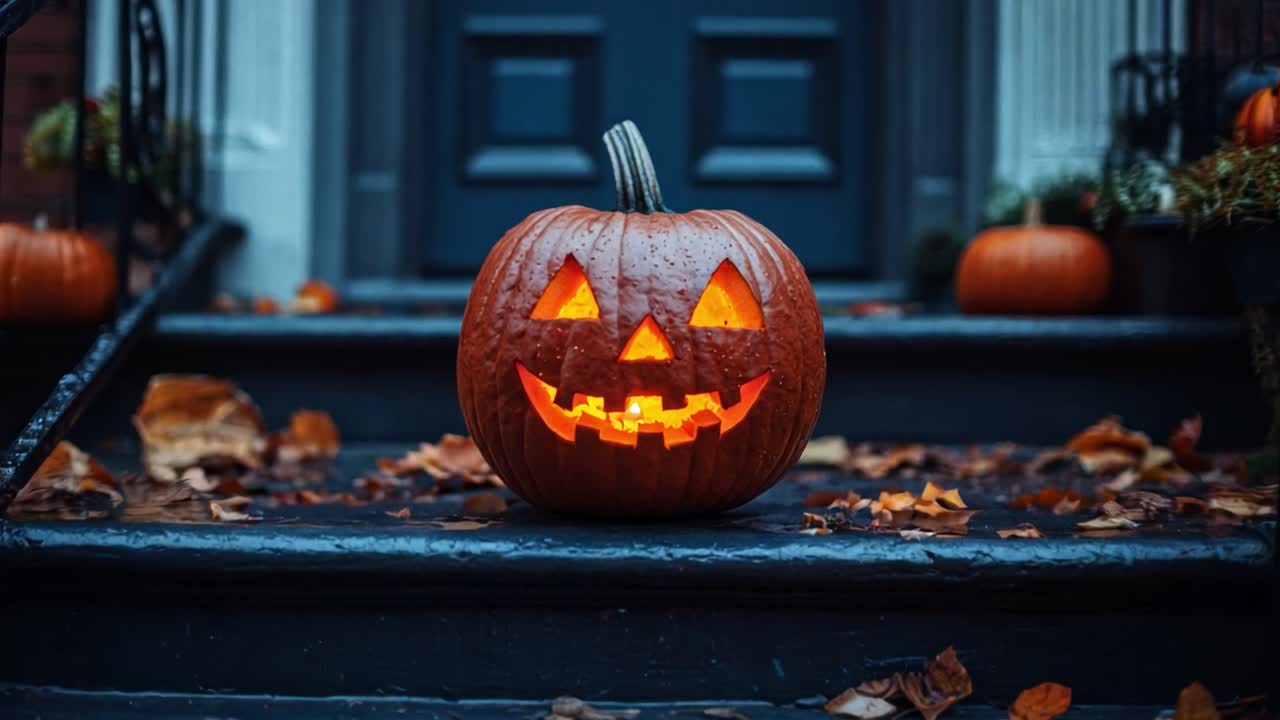 Zucca di Halloween sui gradini
