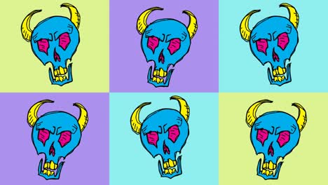 kids drawing pop art seamless background with theme of skull