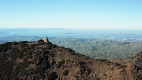 Aerial-shot-of-Summit-of-Mount-Diablo,-Walnut-Creek,-Danville,-Concord,-Pittsburg,-California,-United-States-of-America