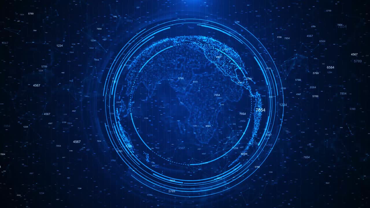 Global netværksforbindelse, planeten Jorden, internetteknologi, verdenskort, koncept for punktlinjekomposition