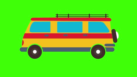 animación de un icono de furgoneta en una pantalla verde