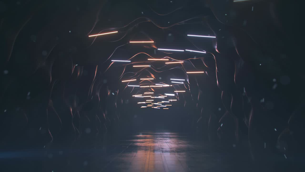 불빛 램프와 함께 버려진 터널 3d 렌더링 원활한 루프 애니메이션