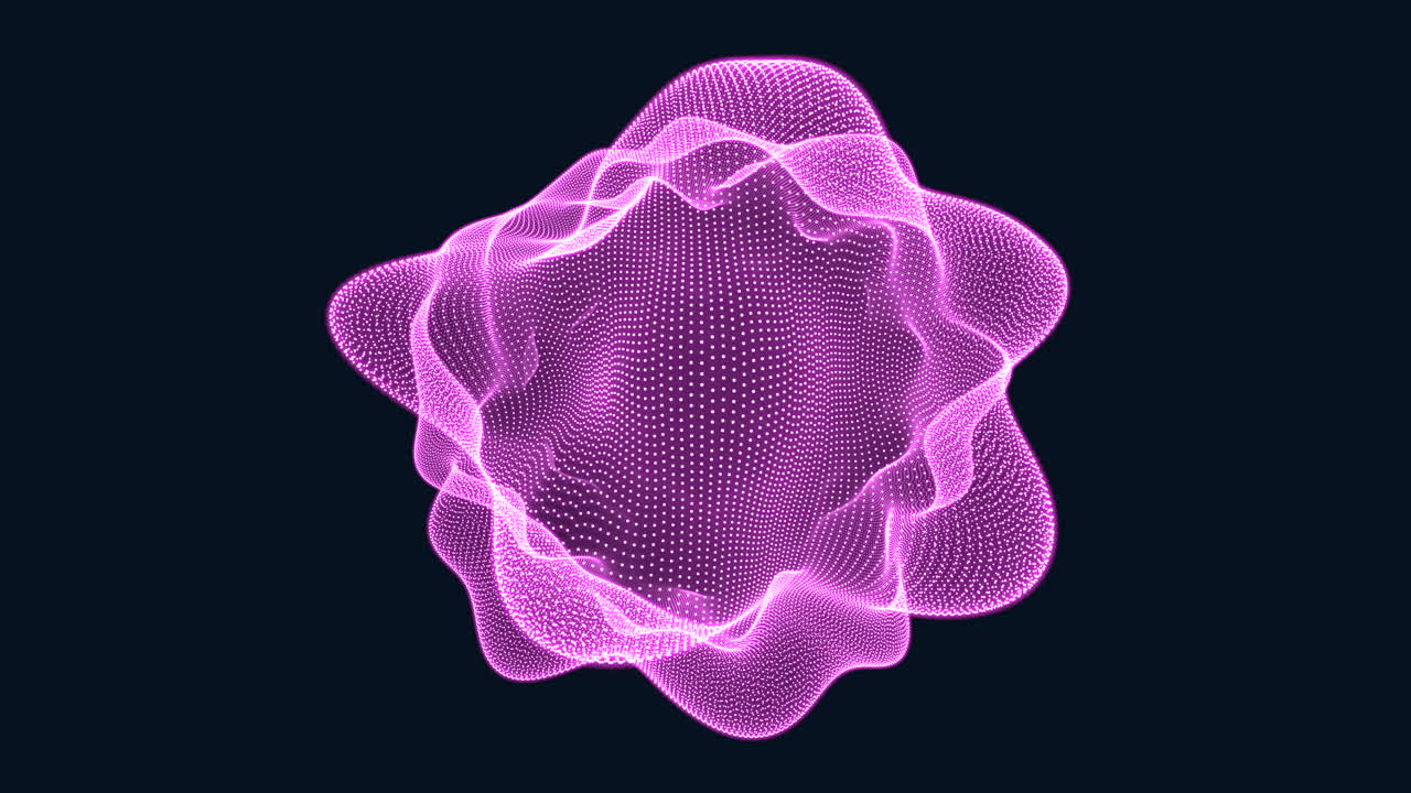 Abstract 3D rendering of a pink geometric shape composed of interconnected lines on a black background, featuring triangles and rectangles. Dynamic and versatile for design purposes
