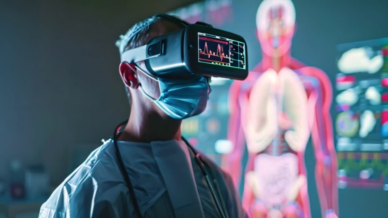 Medical Professional Using Virtual Reality for Anatomy Exploration