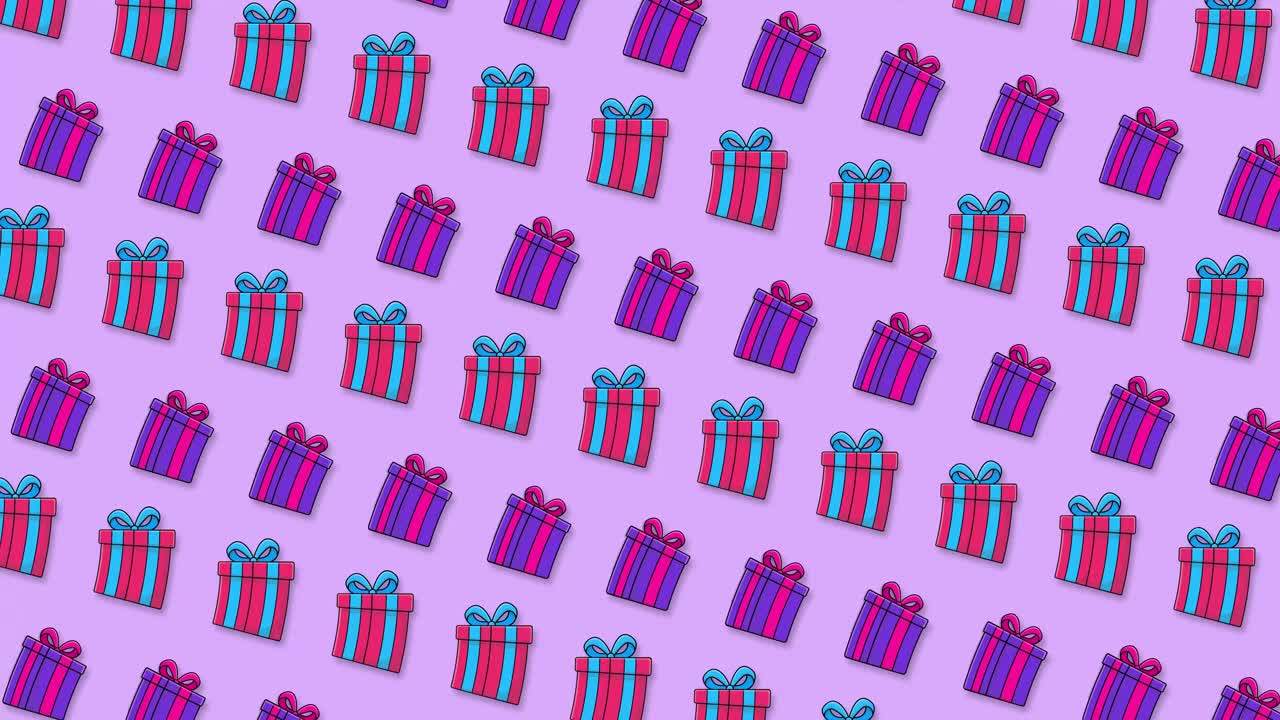 Loop continuo di scatole regalo animate colorate