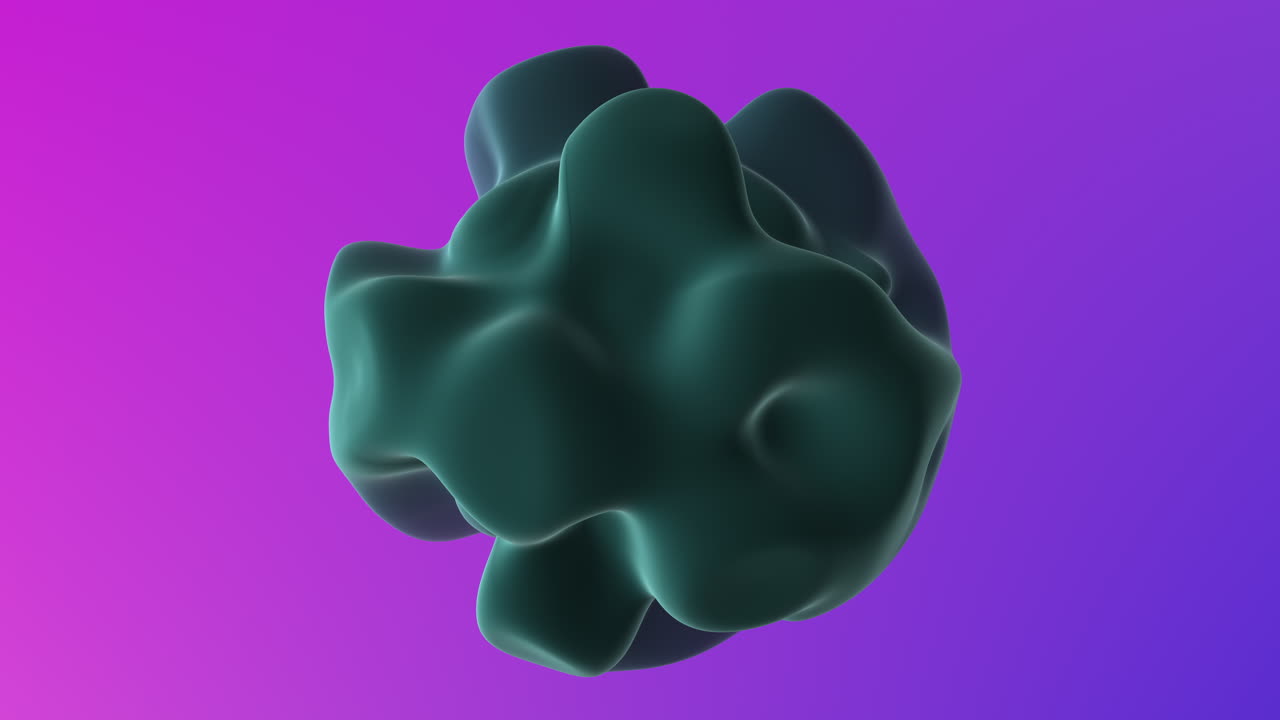 escultura verde única contra un fondo púrpura vibrante