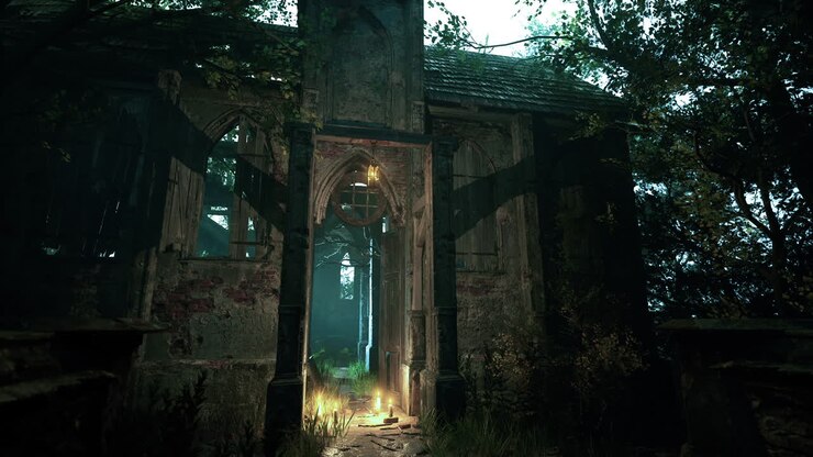 Inquietante vecchia casa nel bosco