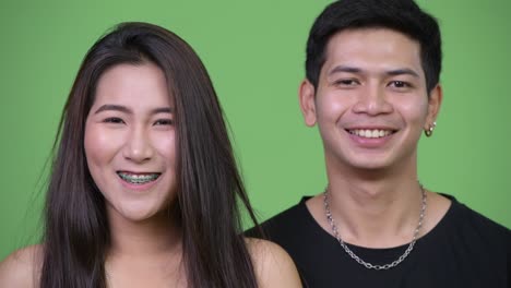young happy asian couple together