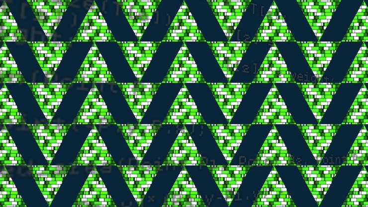 Animation of green and white squares creating zigzag lines with geometric pattern