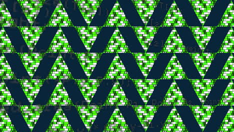 animation of green and white squares creating zigzag lines with geometric pattern