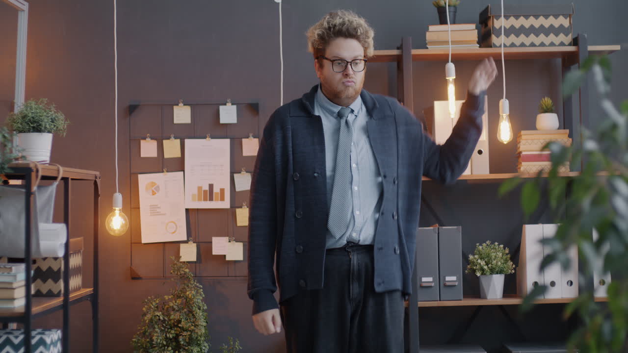 Funny Businessman Dancing in Office