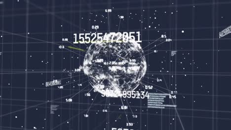 Animation-of-numbers-and-globe-on-dark-background