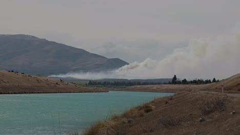 active wildfire at pukaki downs, new zealand in september 2023