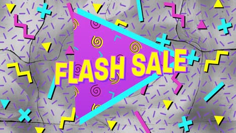 Animation-Von-Flash-Sale-Text-über-Dreieck-Und-Hintergrund-Mit-Abstrakten-Formen