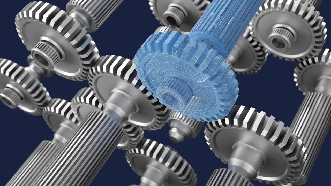 기어와 함께 산업용 비디오 배경 3d 애니메이션