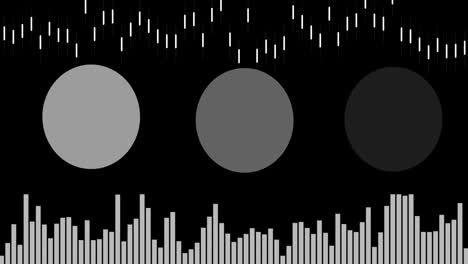 animación de columnas blancas en movimiento sobre círculos sobre fondo negro