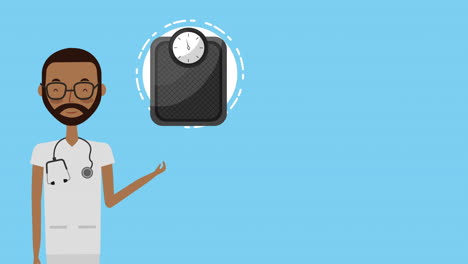 professional doctor with healthy lifestyle animation