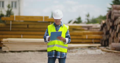 male worker examining plank's stack 10