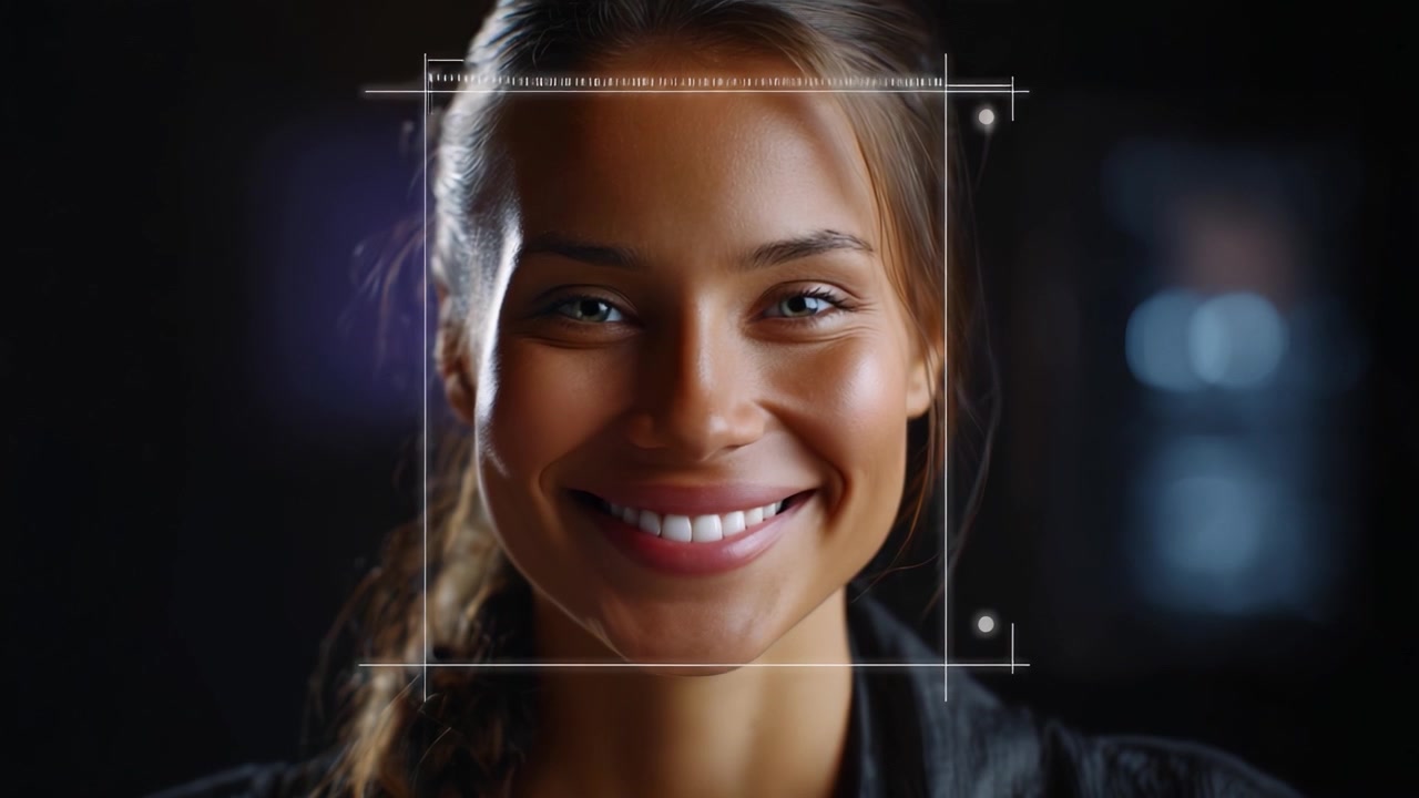 A captivating portrait series showcasing a woman's transformation from a serene expression to a radiant smile, highlighting emotions and the essence of joy.