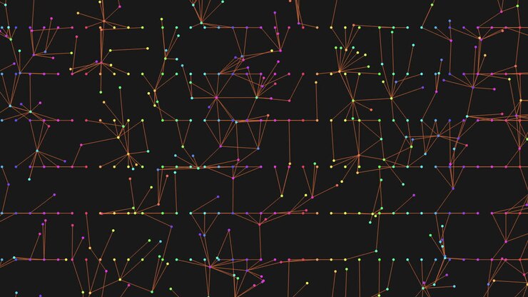 Vibrant Network Of Lines And Dots On A Black Backdrop