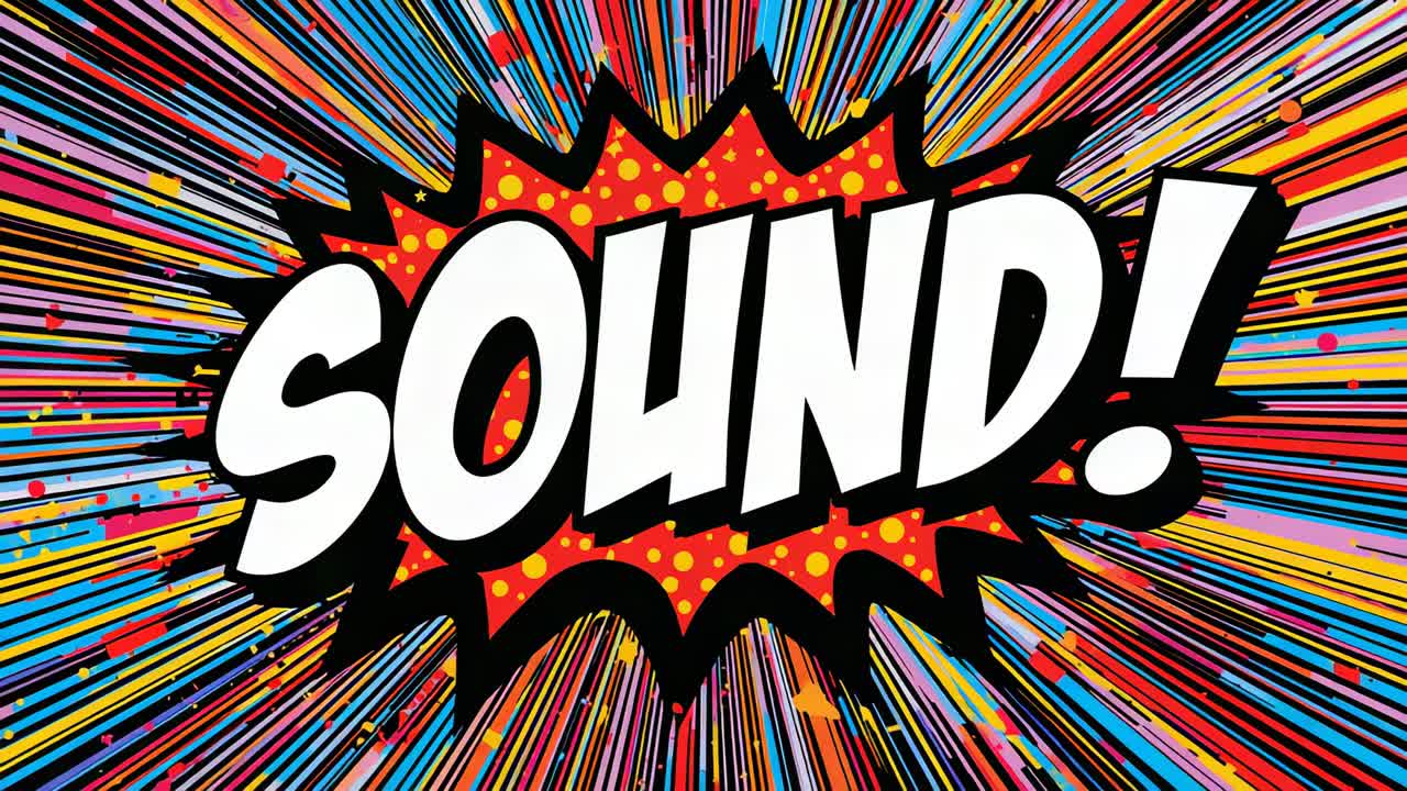 SOUND! mit aufflackerndem rotem Signal auf dem Bildschirm zentriert, während ein Leuchtfeuer erscheint und Punkte den Einschlag signalisieren