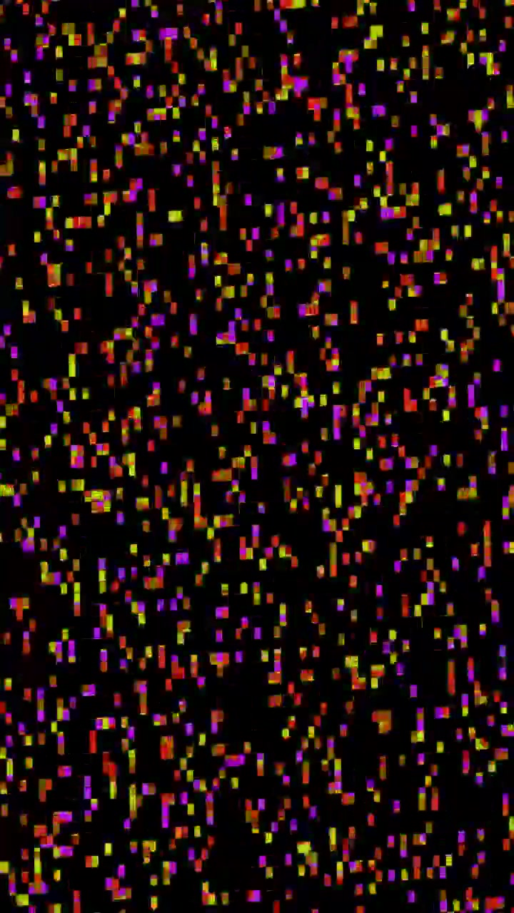 Abstract Digital Noise with Colorful Flickering Pixels on Black Background