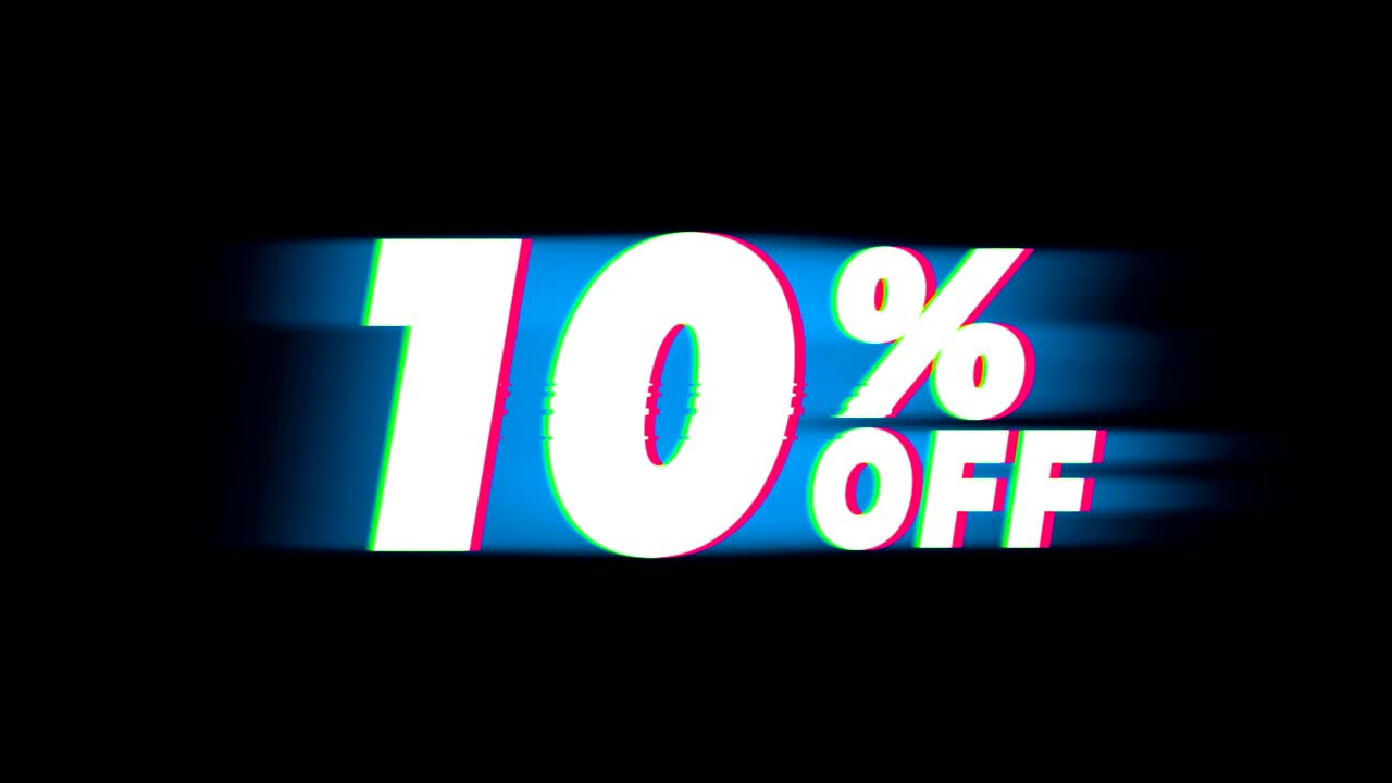 Teks Diskon 10% Promosi Efek Glitch Vintage
