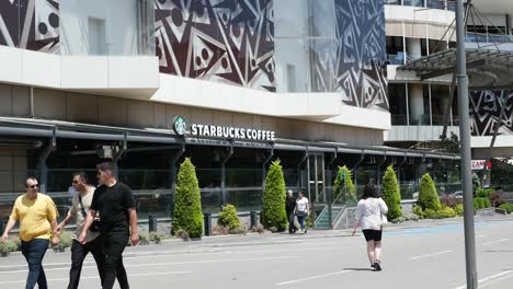 starbucks coffee shop in a modern shopping mall