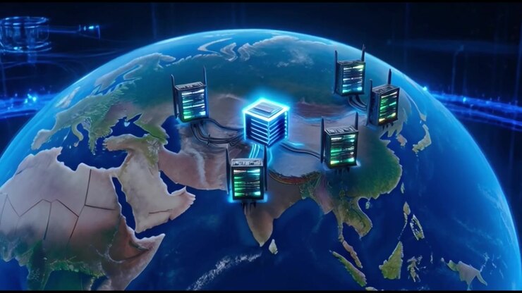 Digital Globe Visualization of Global Network Connectivity and Data Centers