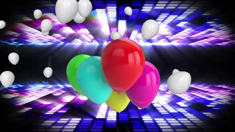 Animación-De-Globos-Flotando-Sobre-Luces-De-Discoteca.