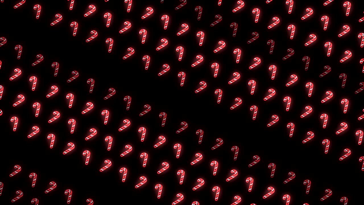 fondo de patrón de navidad de neón estroboscópico de bastón de caramelo en rojo, blanco y negro animación en bucle estroboscópica