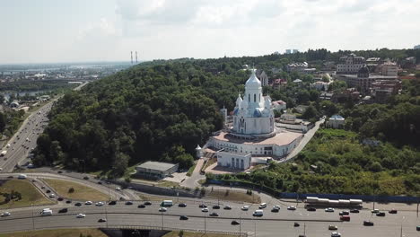 4k aerial drone footage of beautiful white baptist church, the temple of peace