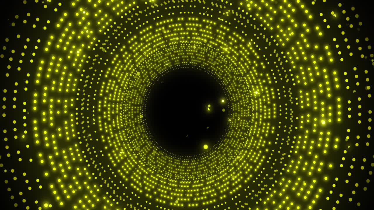 Animation of spinning green glowing circles on black background