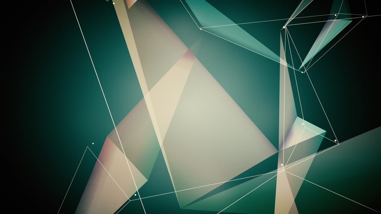 추상적인 컴퓨터는 혼란스러운 느리게 움직이는 점, 선 및 삼각형 배경에서 원활한 루프 추상적인 기하학적 움직임을 생성합니다.