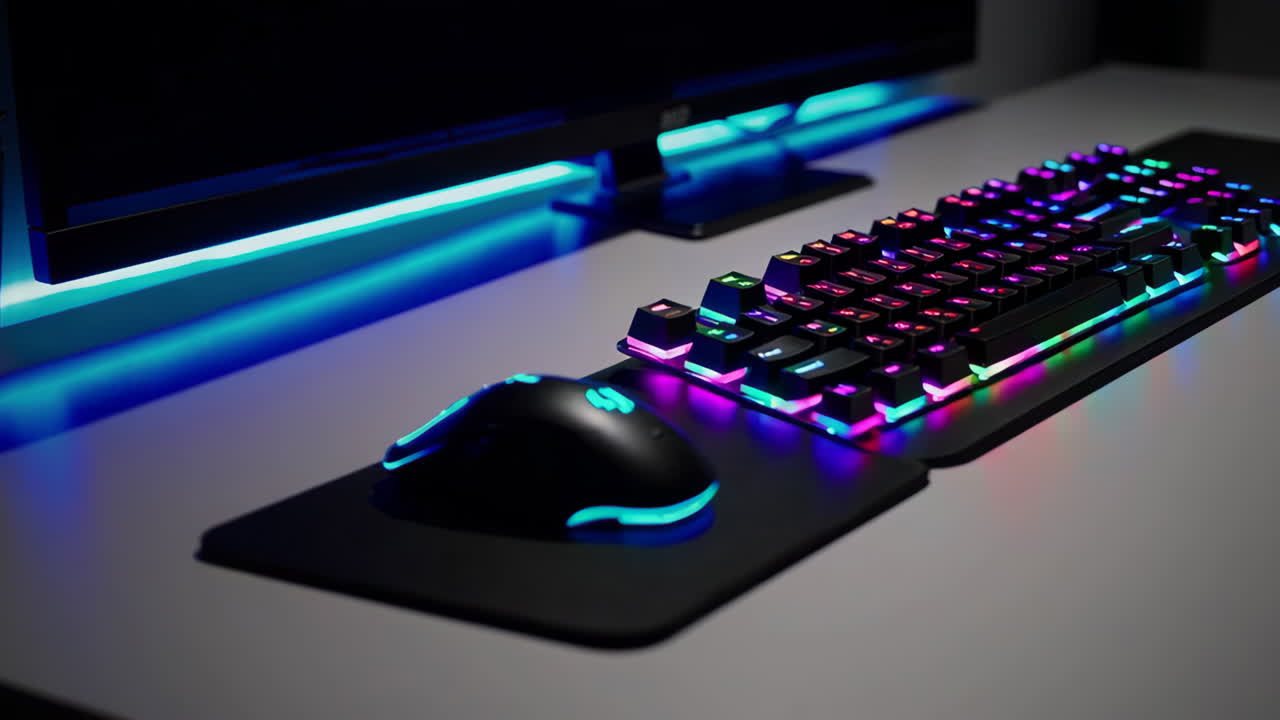 Gaming Setup with RGB Keyboard and Mouse