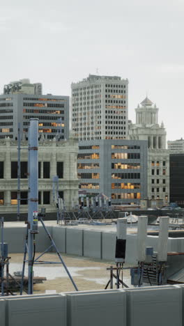 aerial view of a city with skyscrapers and buildings