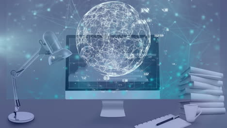 animación del procesamiento de datos en la oficina
