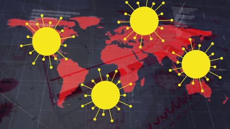 animation of virus cells over world map