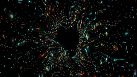 animación de un túnel de formas coloridas sobre un fondo negro