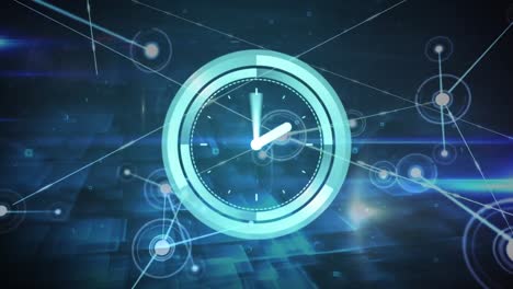 animación de la red de conexiones durante el reloj moviéndose rápidamente