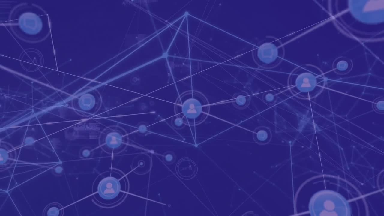 animación del procesamiento de datos sobre un fondo azul