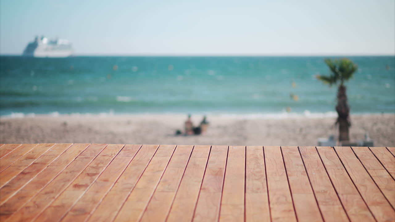 Blurry view of the beach in Cannes, France