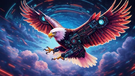 cyberpunk bald eagle