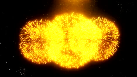 december sale text on firework display explosion particles.